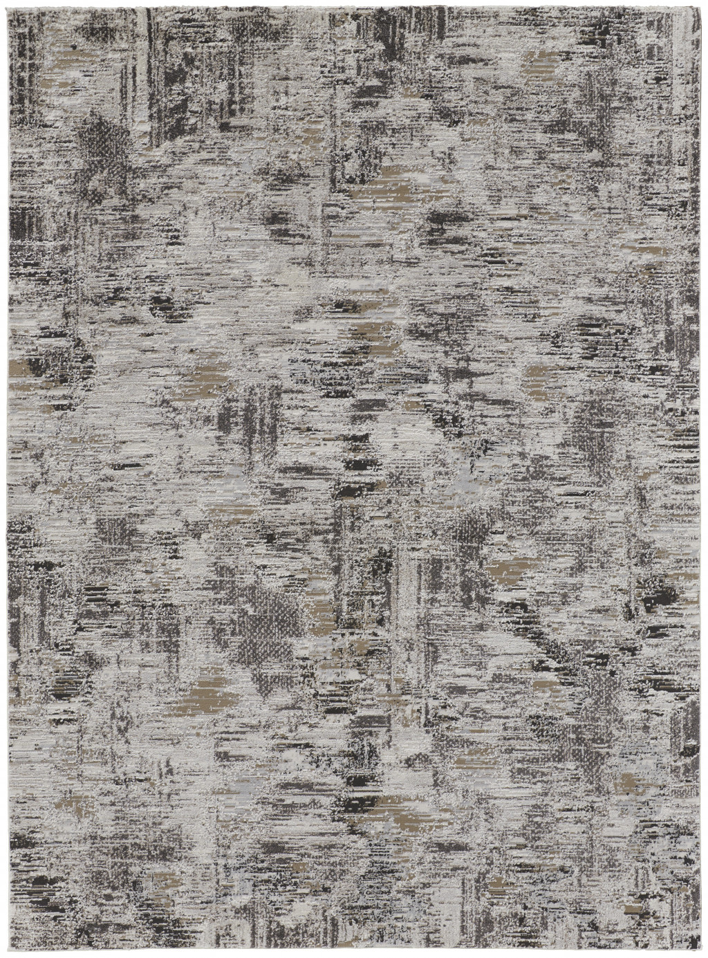 5" X 8" Gray and Ivory Abstract Power Loom Distressed Area Rug