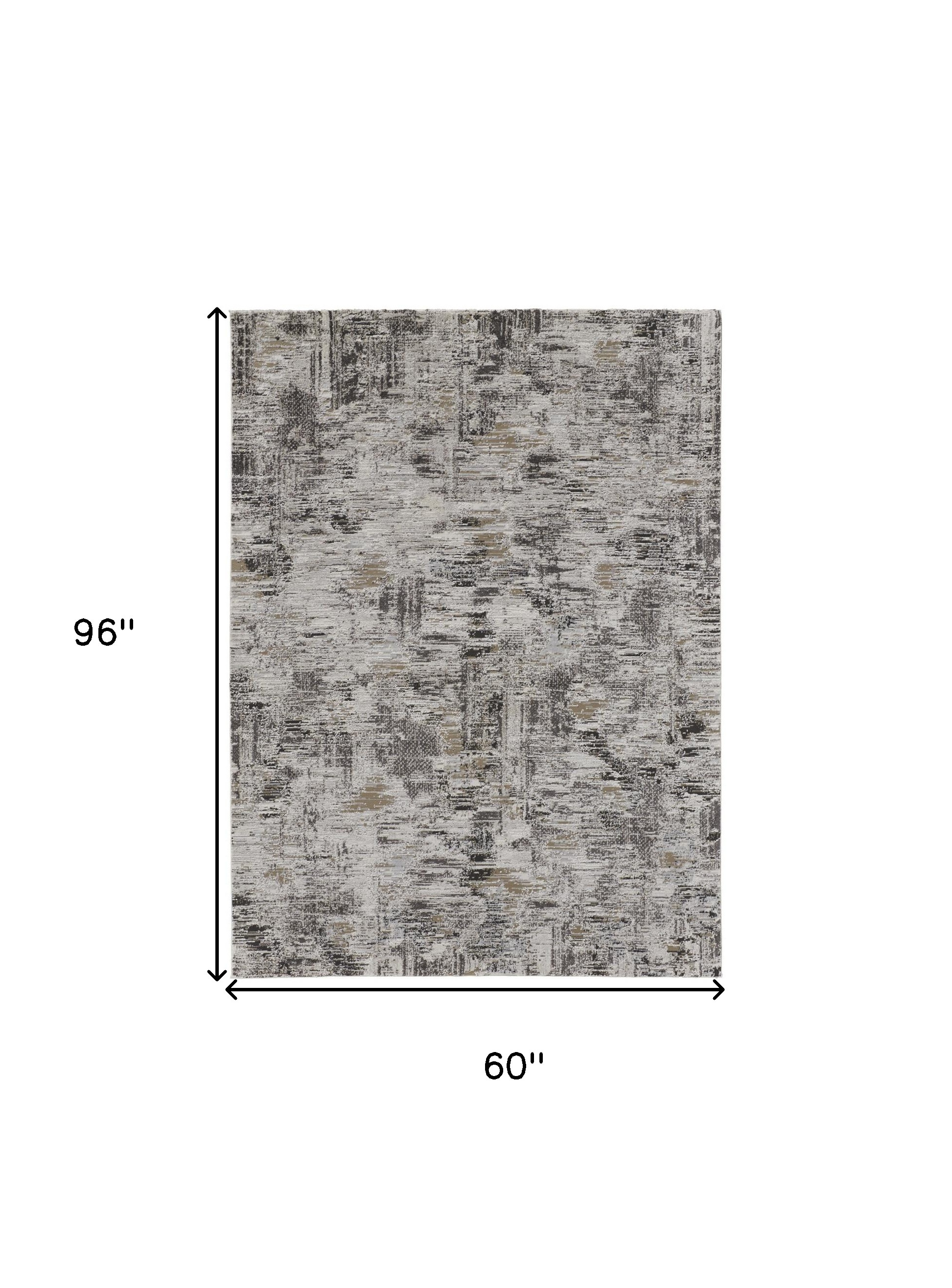 5" X 8" Gray and Ivory Abstract Power Loom Distressed Area Rug