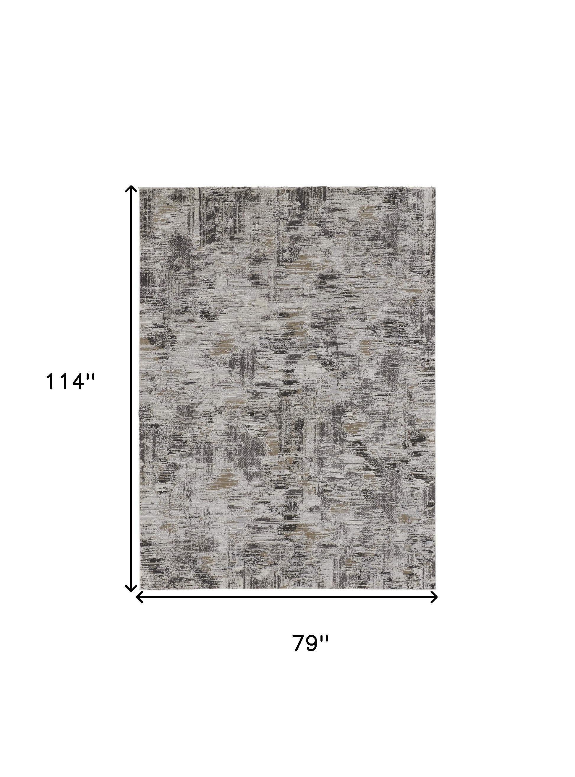 7" X 10" Gray and Ivory Abstract Power Loom Distressed Area Rug