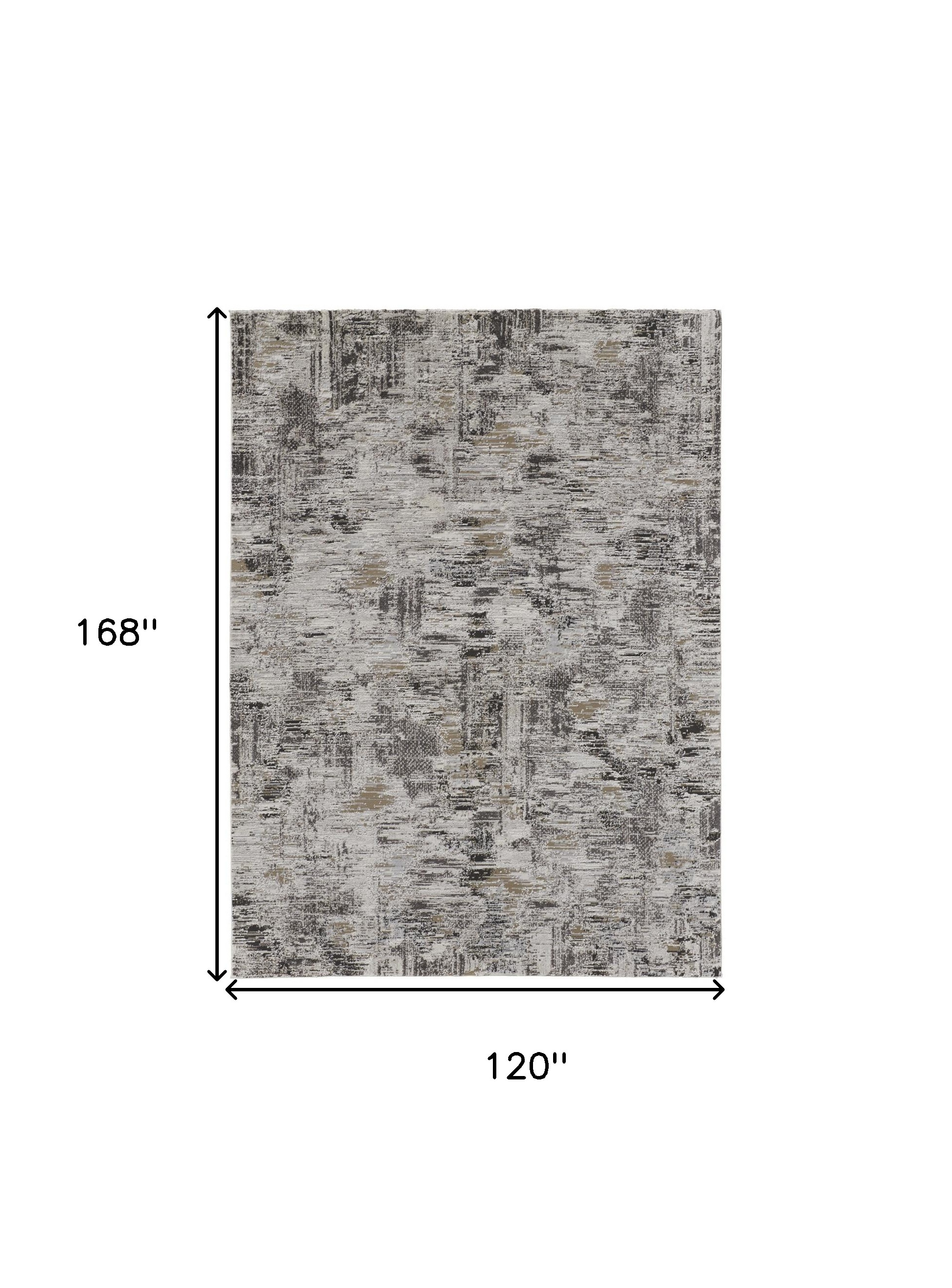 10" X 14" Gray and Ivory Abstract Power Loom Distressed Area Rug