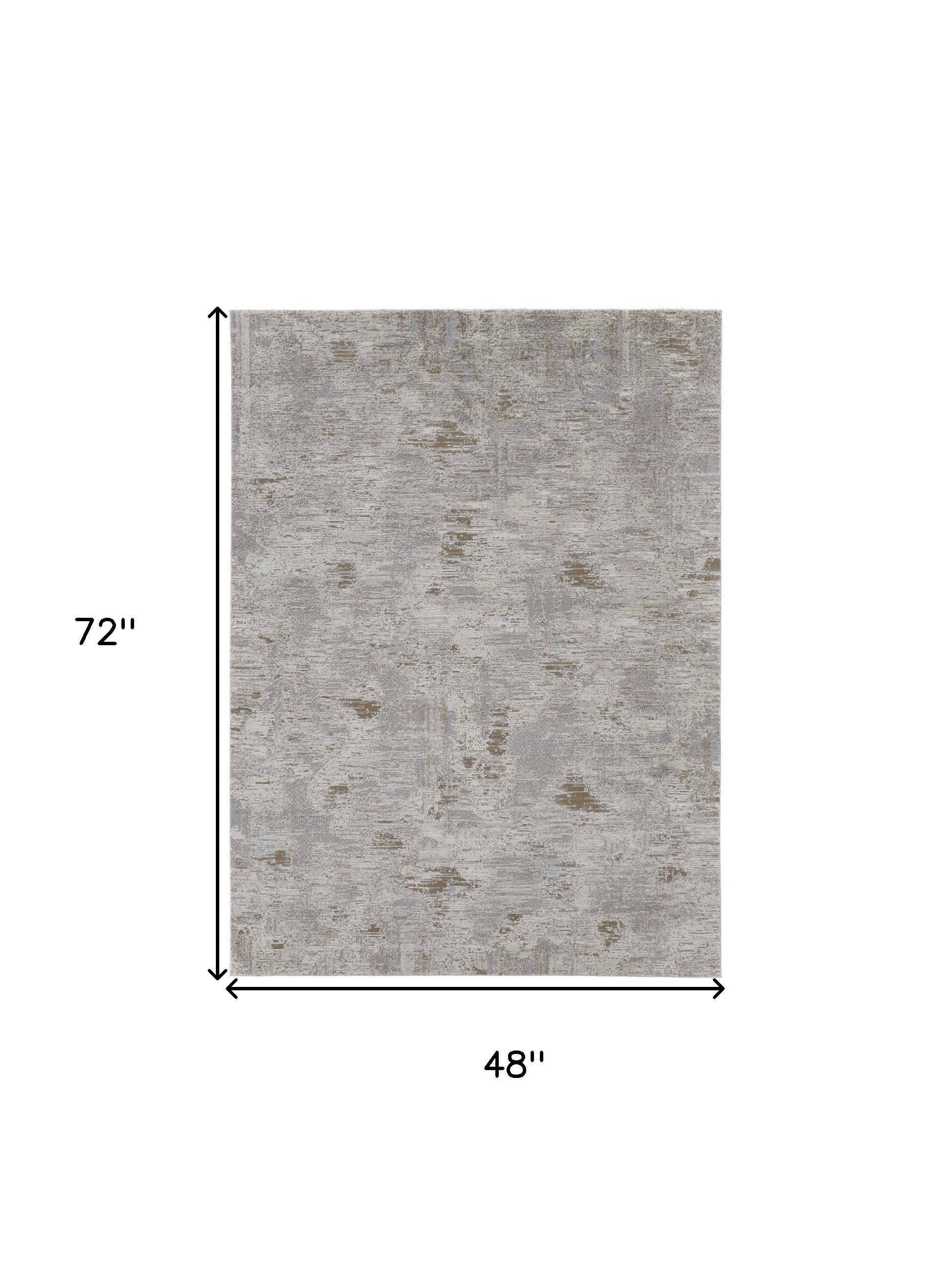 4" X 6" Gray and Ivory Abstract Power Loom Distressed Area Rug