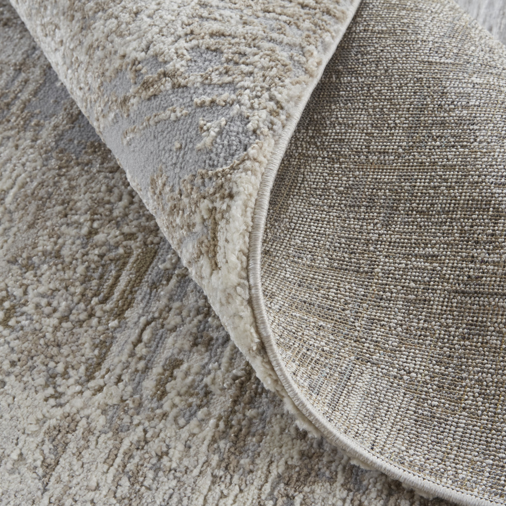 5" X 8" Gray and Ivory Abstract Power Loom Distressed Area Rug