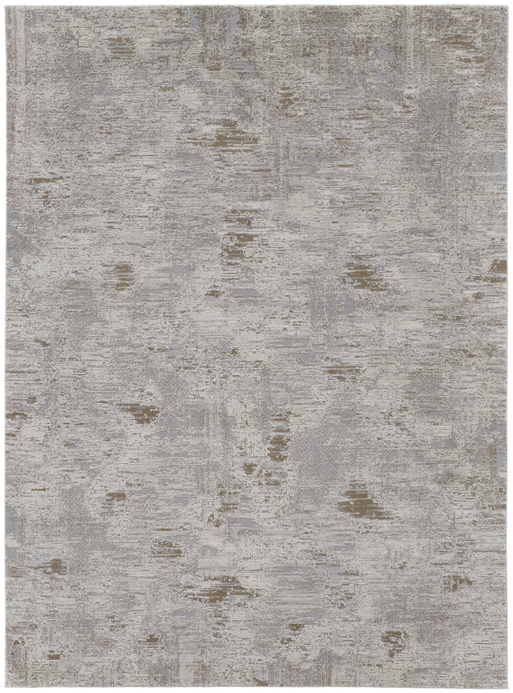 9" X 12" Gray and Ivory Abstract Power Loom Distressed Area Rug