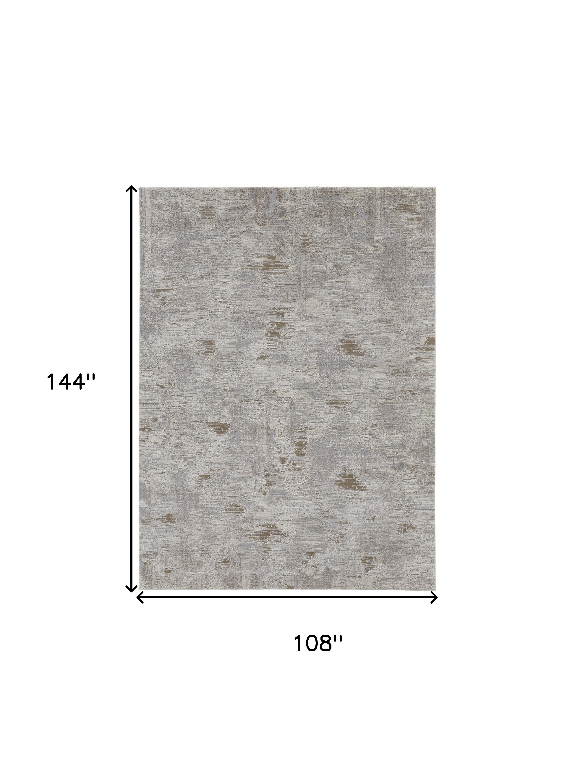9" X 12" Gray and Ivory Abstract Power Loom Distressed Area Rug