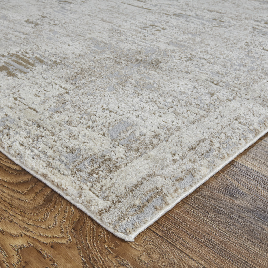 9" X 12" Gray and Ivory Abstract Power Loom Distressed Area Rug