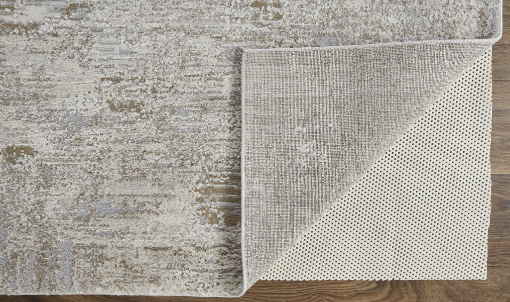 9" X 12" Gray and Ivory Abstract Power Loom Distressed Area Rug