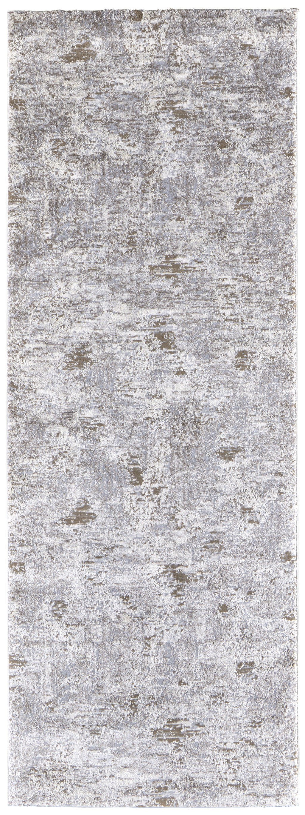 8" Runner Gray and Ivory Abstract Power Loom Distressed Runner Rug