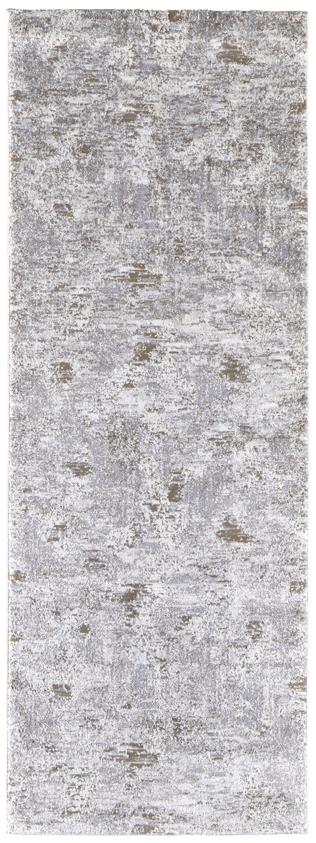8" Runner Gray and Ivory Abstract Power Loom Distressed Runner Rug