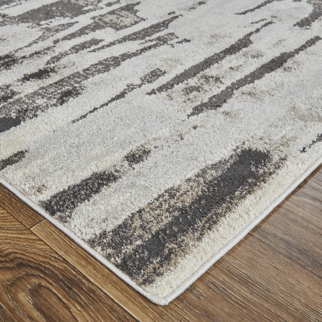 4 X 6 Ivory Brown And gray Abstract Power Loom Stain Resistant Area Rug