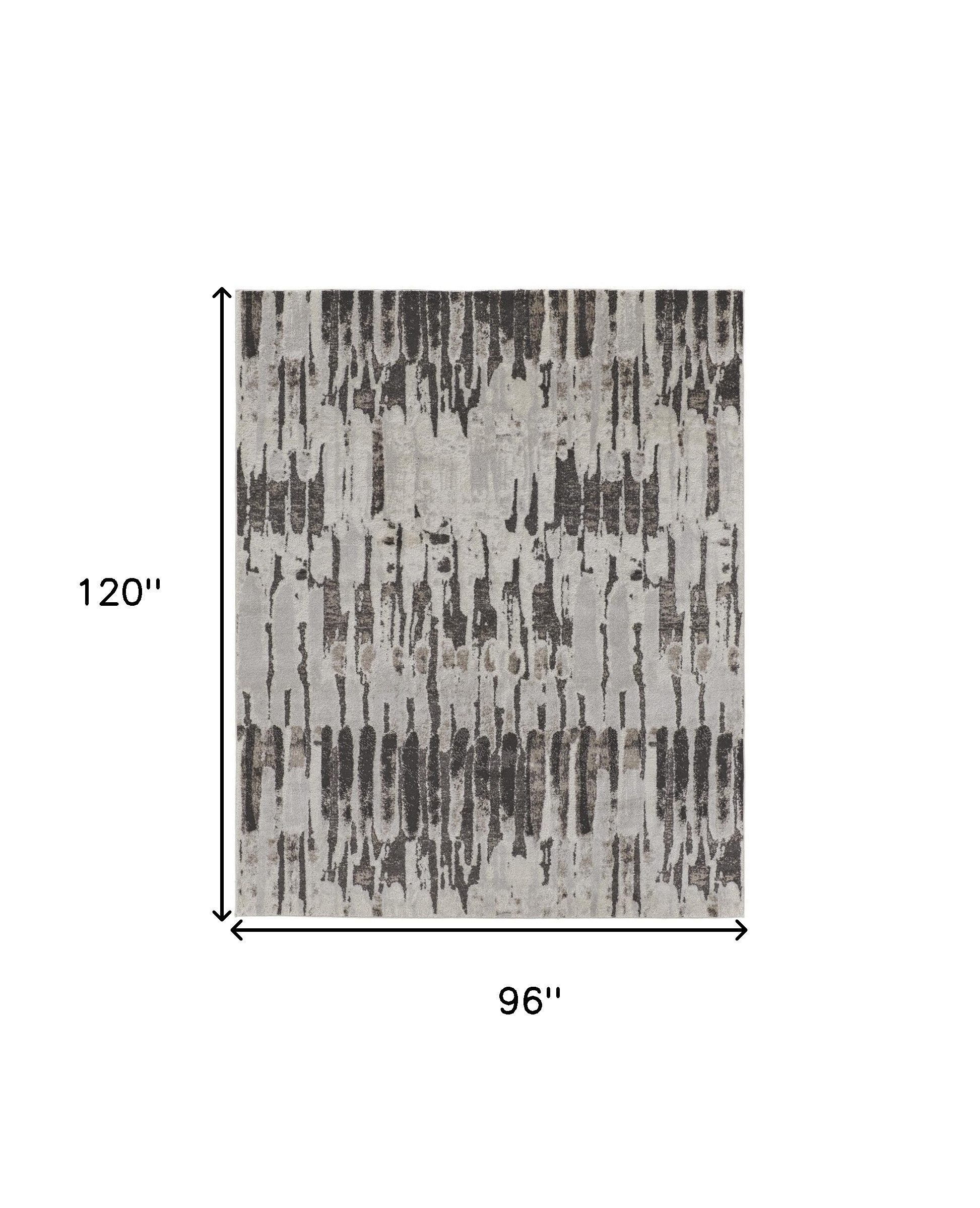8" X 10" Gray and Ivory Abstract Power Loom Area Rug