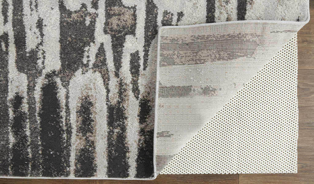 8" X 10" Gray and Ivory Abstract Power Loom Area Rug
