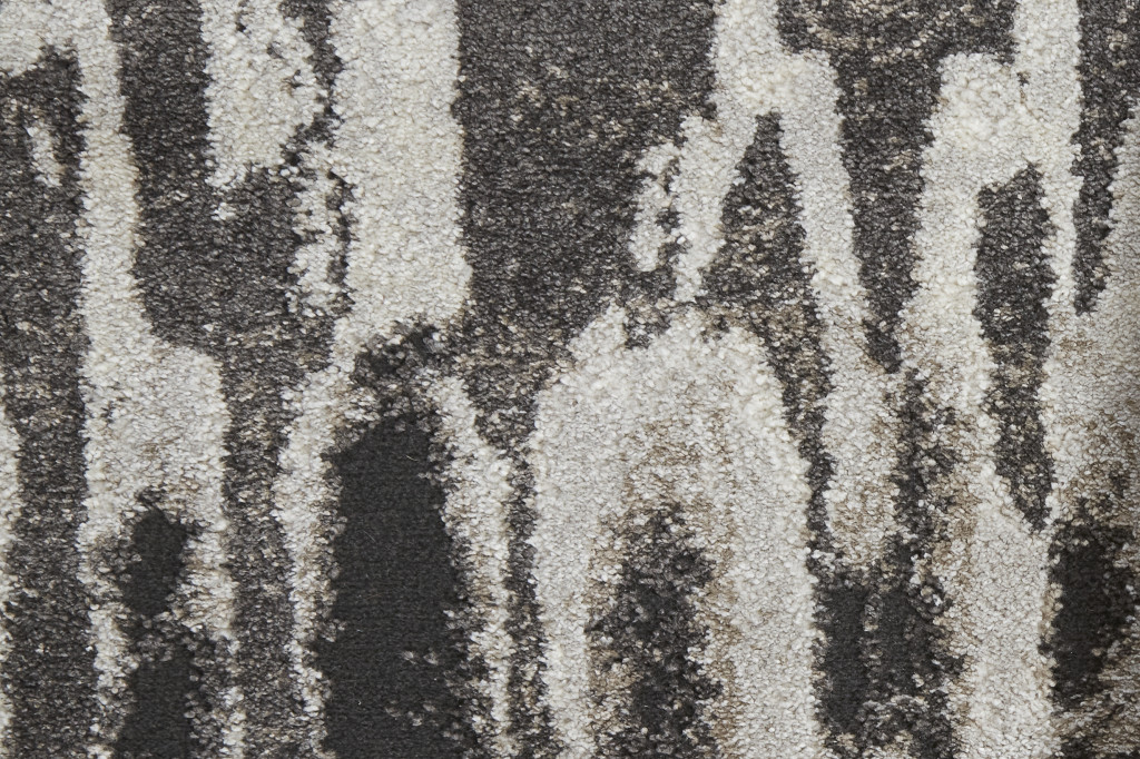 8" Runner Gray and Ivory Abstract Power Loom Runner Rug