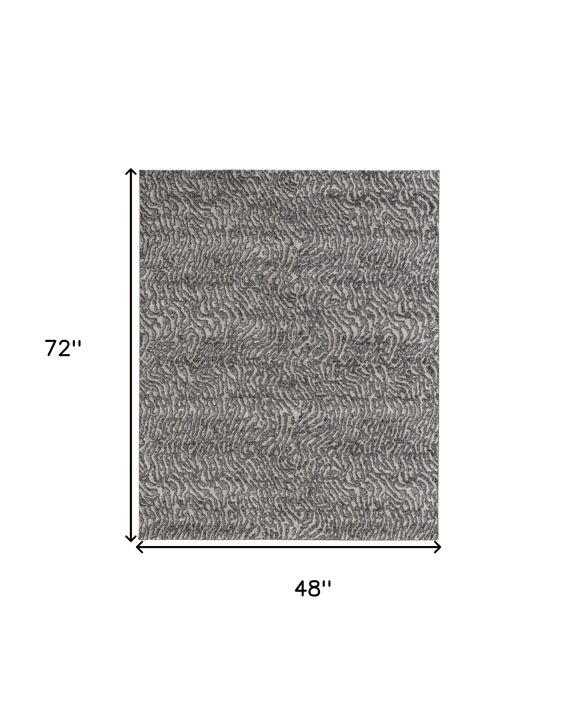 4" X 6" Gray and Ivory Abstract Power Loom Area Rug