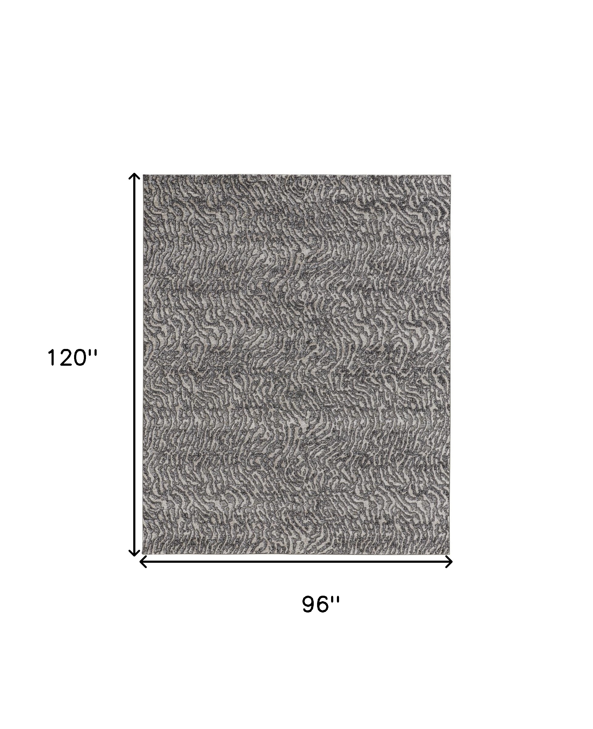 8" X 10" Gray and Ivory Abstract Power Loom Area Rug