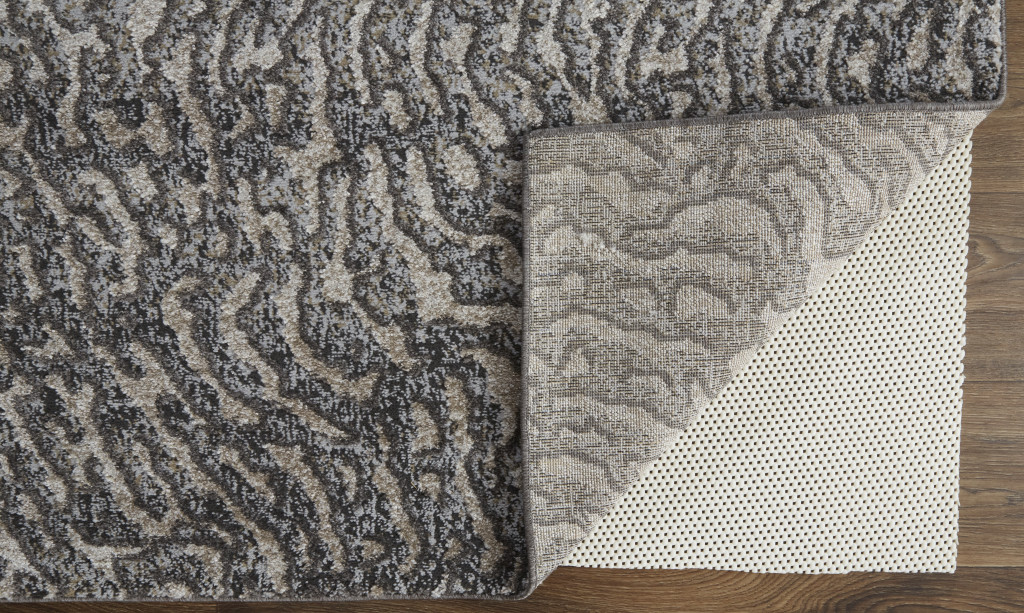 8" X 10" Gray and Ivory Abstract Power Loom Area Rug