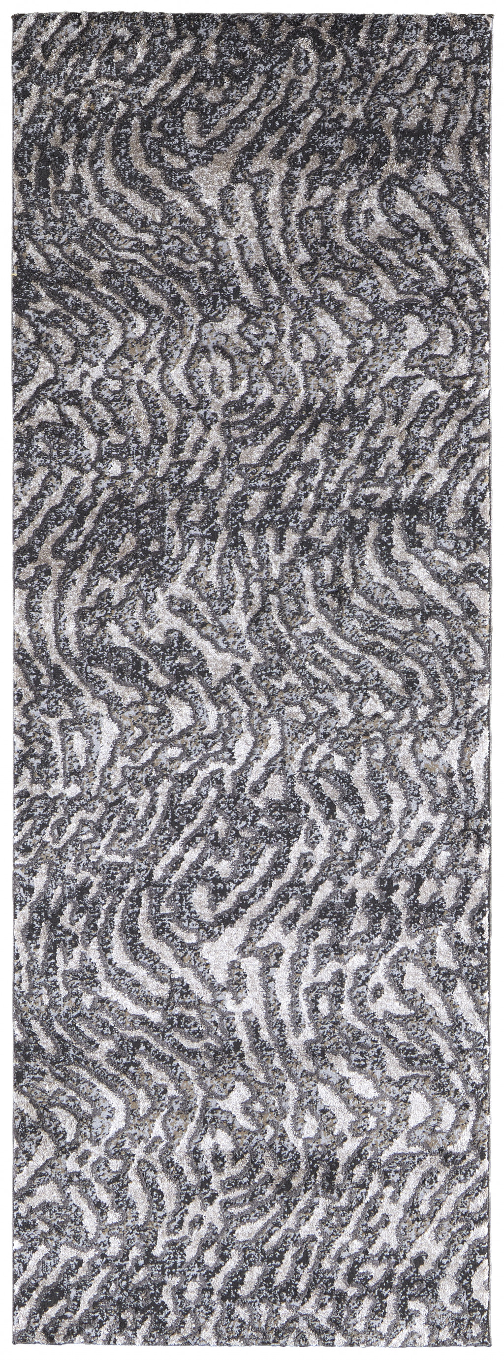 8 gray Taupe And Ivory Abstract Power Loom Stain Resistant Runner Rug