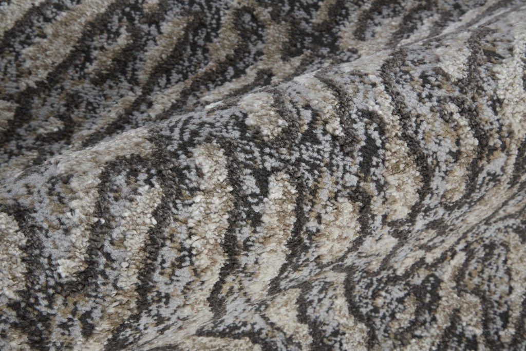 8" Runner Gray and Ivory Abstract Power Loom Runner Rug