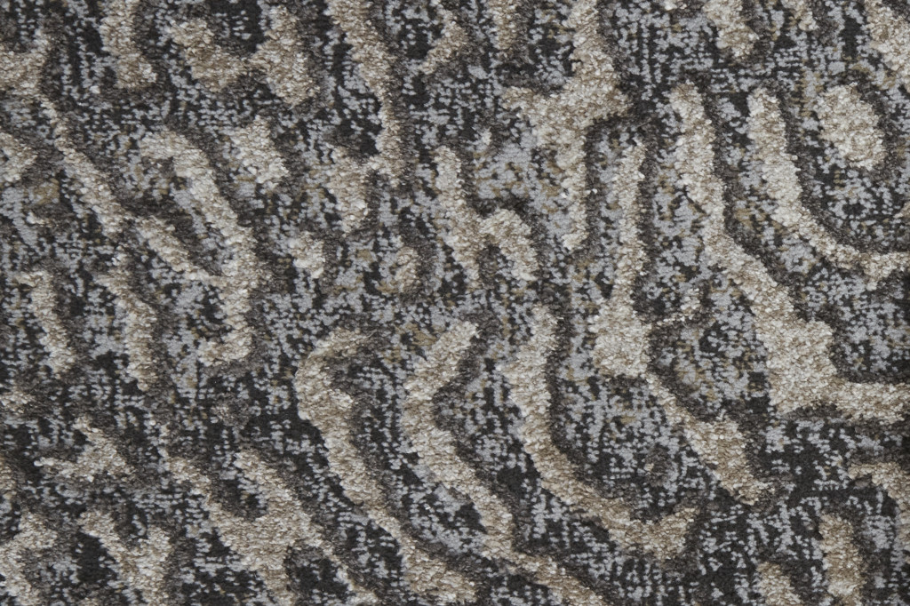 8" Runner Gray and Ivory Abstract Power Loom Runner Rug
