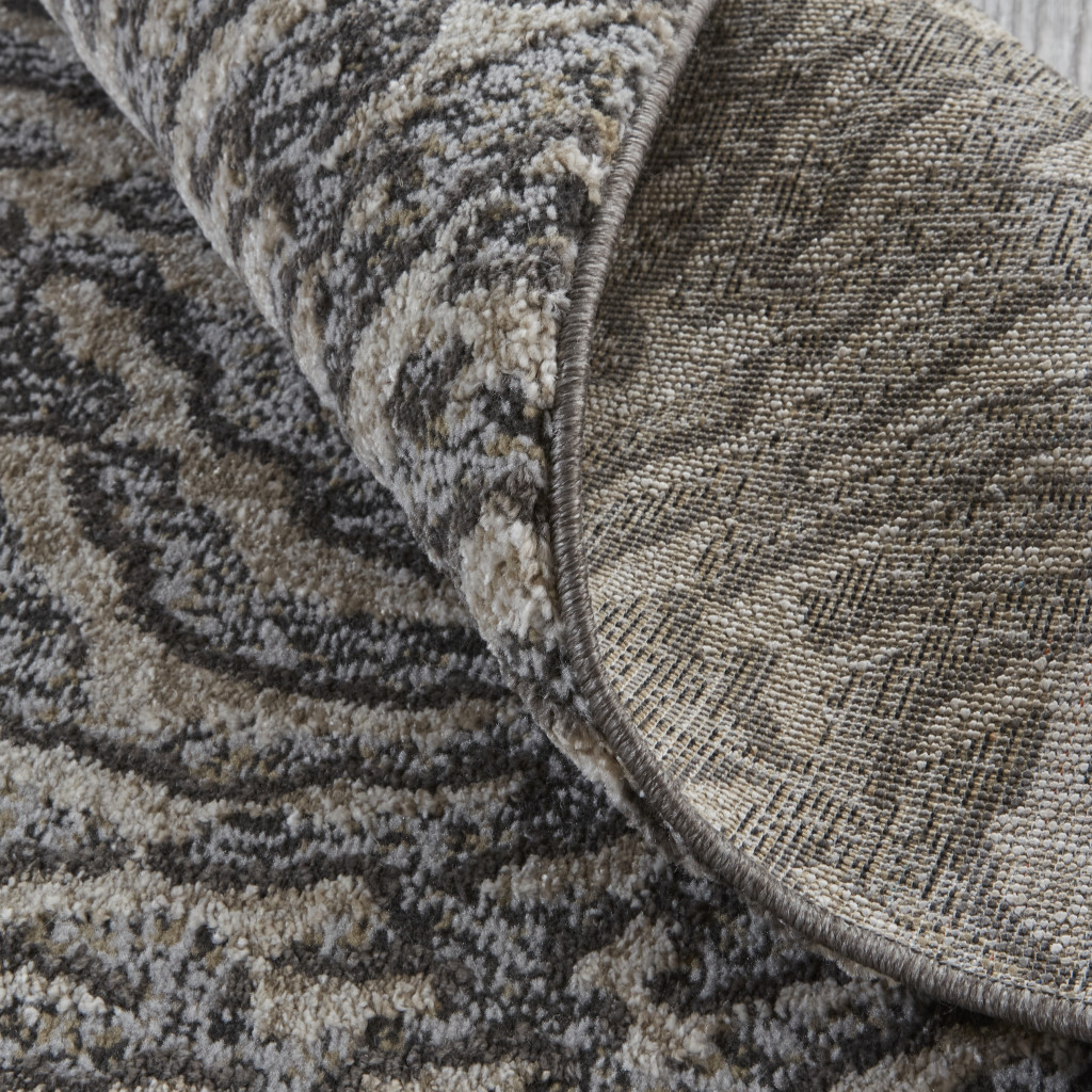 8" Runner Gray and Ivory Abstract Power Loom Runner Rug