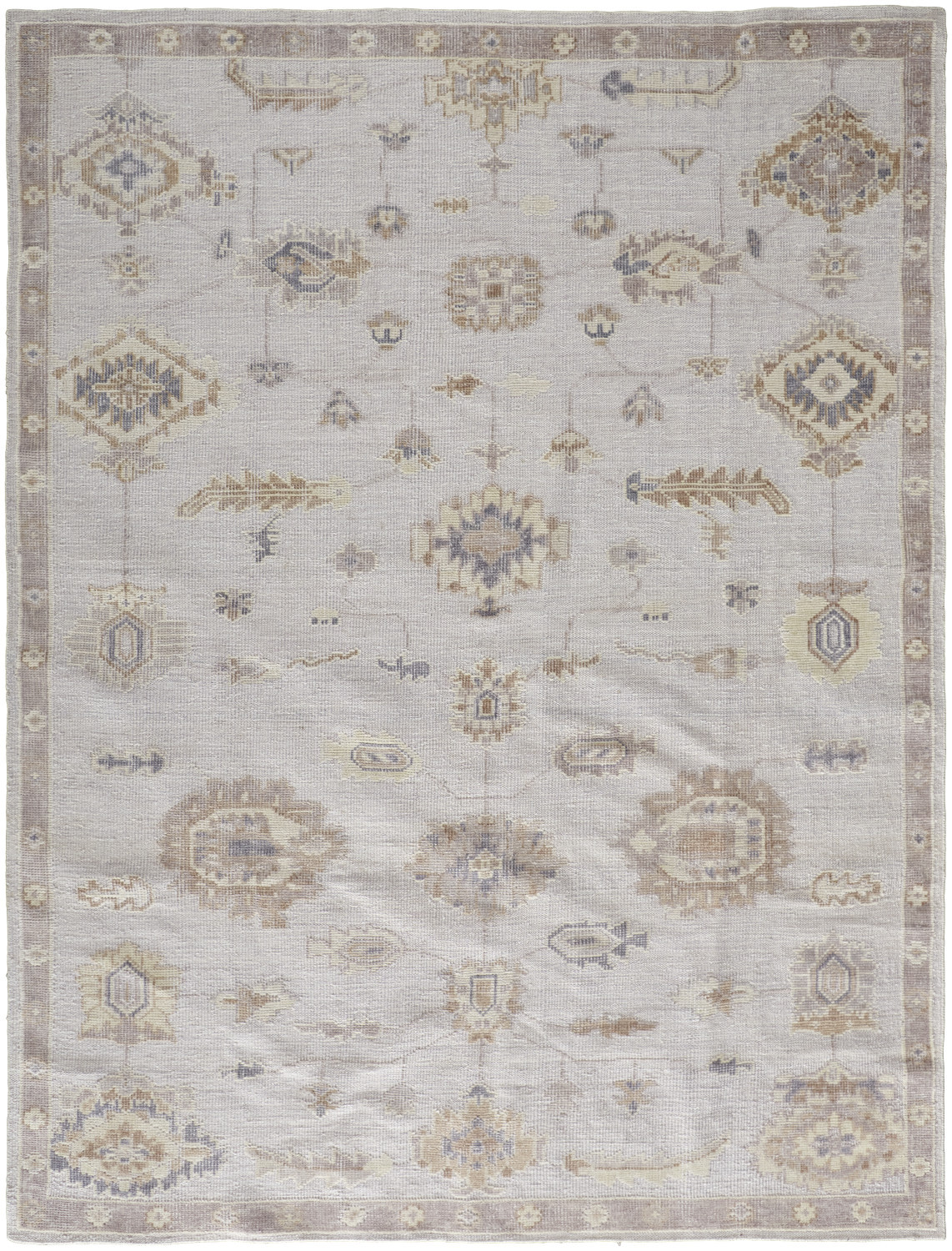 9' X 12' Ivory And Orange Floral Hand Knotted Stain Resistant Area Rug-514973-1