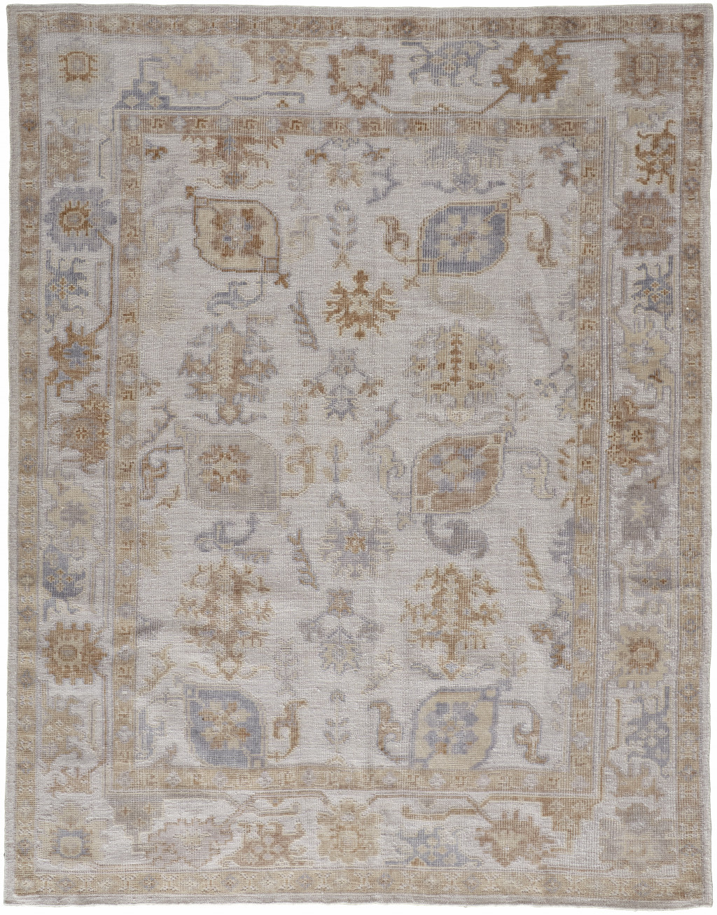 5' X 8' Ivory And Tan Floral Hand Knotted Stain Resistant Area Rug-514978-1
