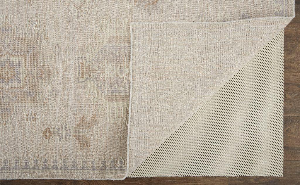 10 X 14 Tan And Brown Floral Hand Knotted Stain Resistant Area Rug
