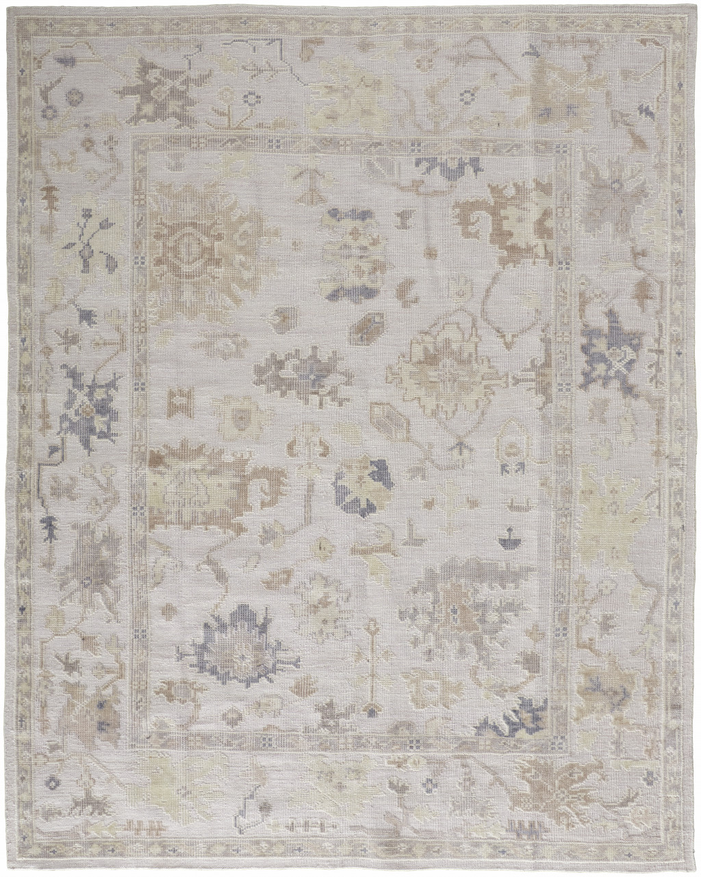4 X 6 Tan Ivory And Orange Floral Hand Knotted Stain Resistant Area Rug