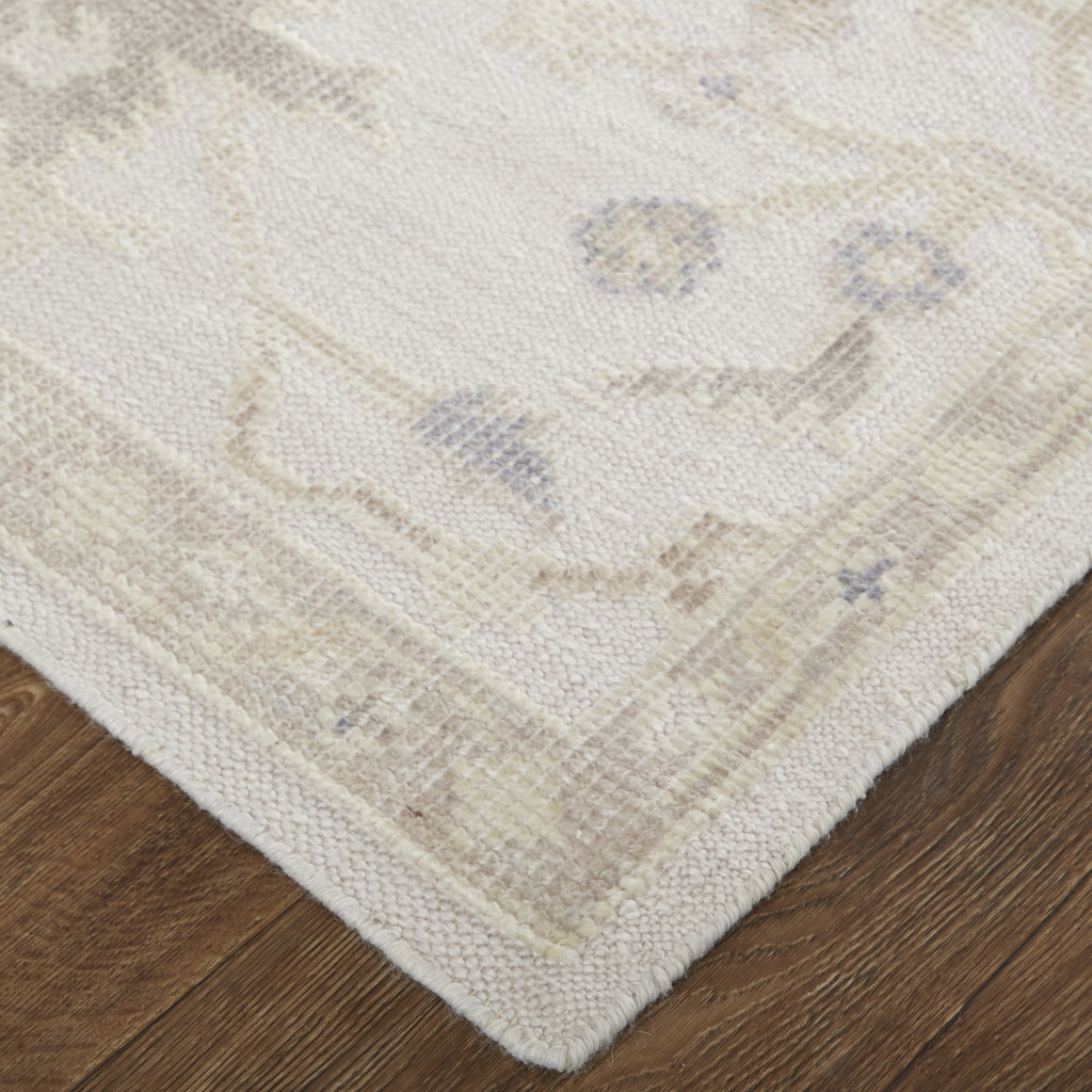 4 X 6 Tan Ivory And Orange Floral Hand Knotted Stain Resistant Area Rug