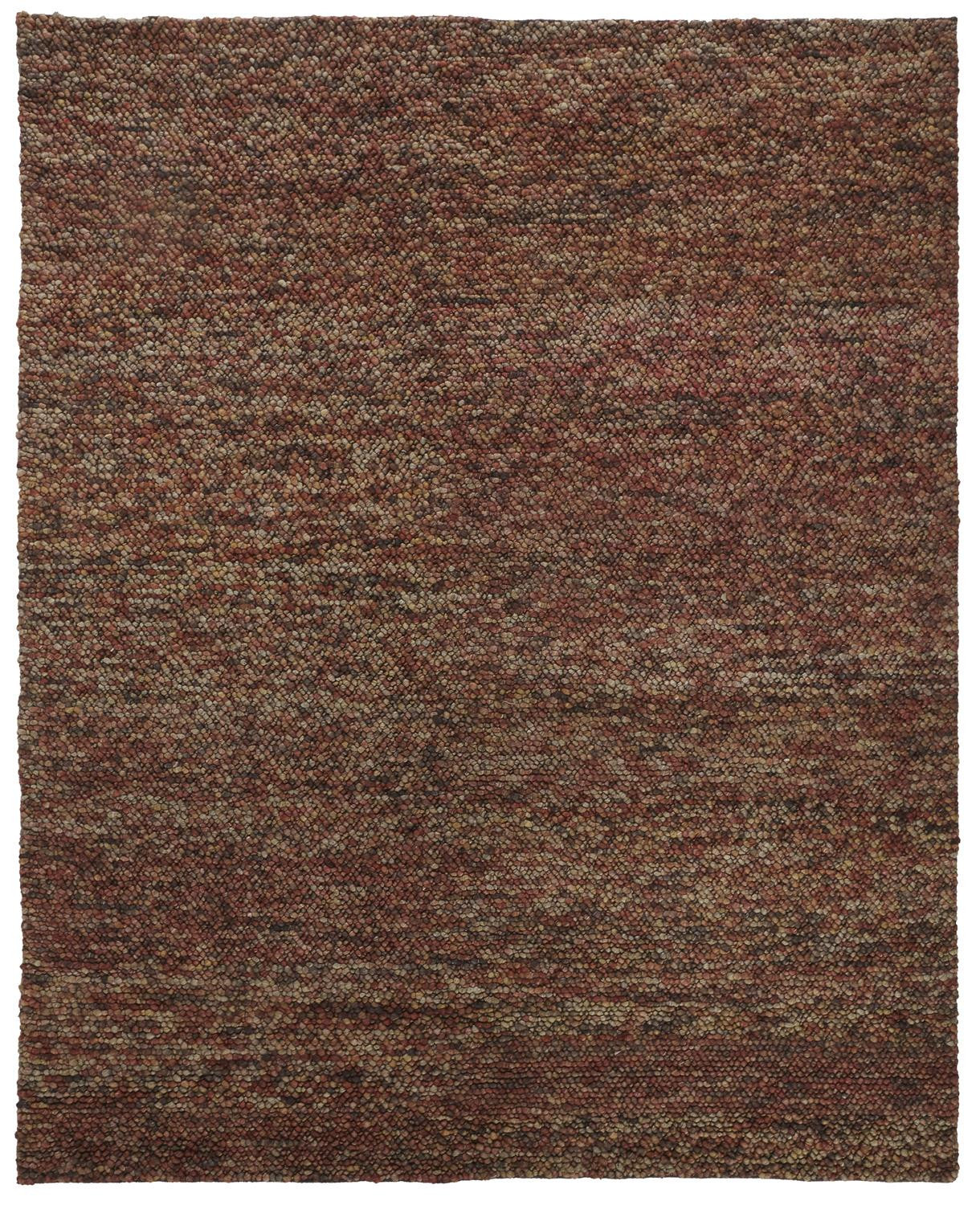 10' X 13' Brown Orange And Red Wool Hand Woven Distressed Stain Resistant Area Rug-515022-1