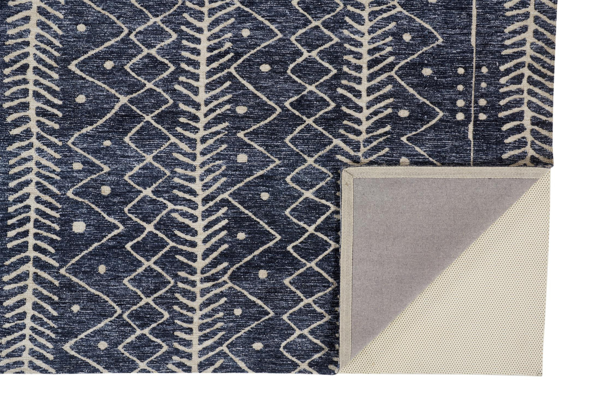 10" X 13" Blue And Ivory Striped Stain Resistant Area Rug