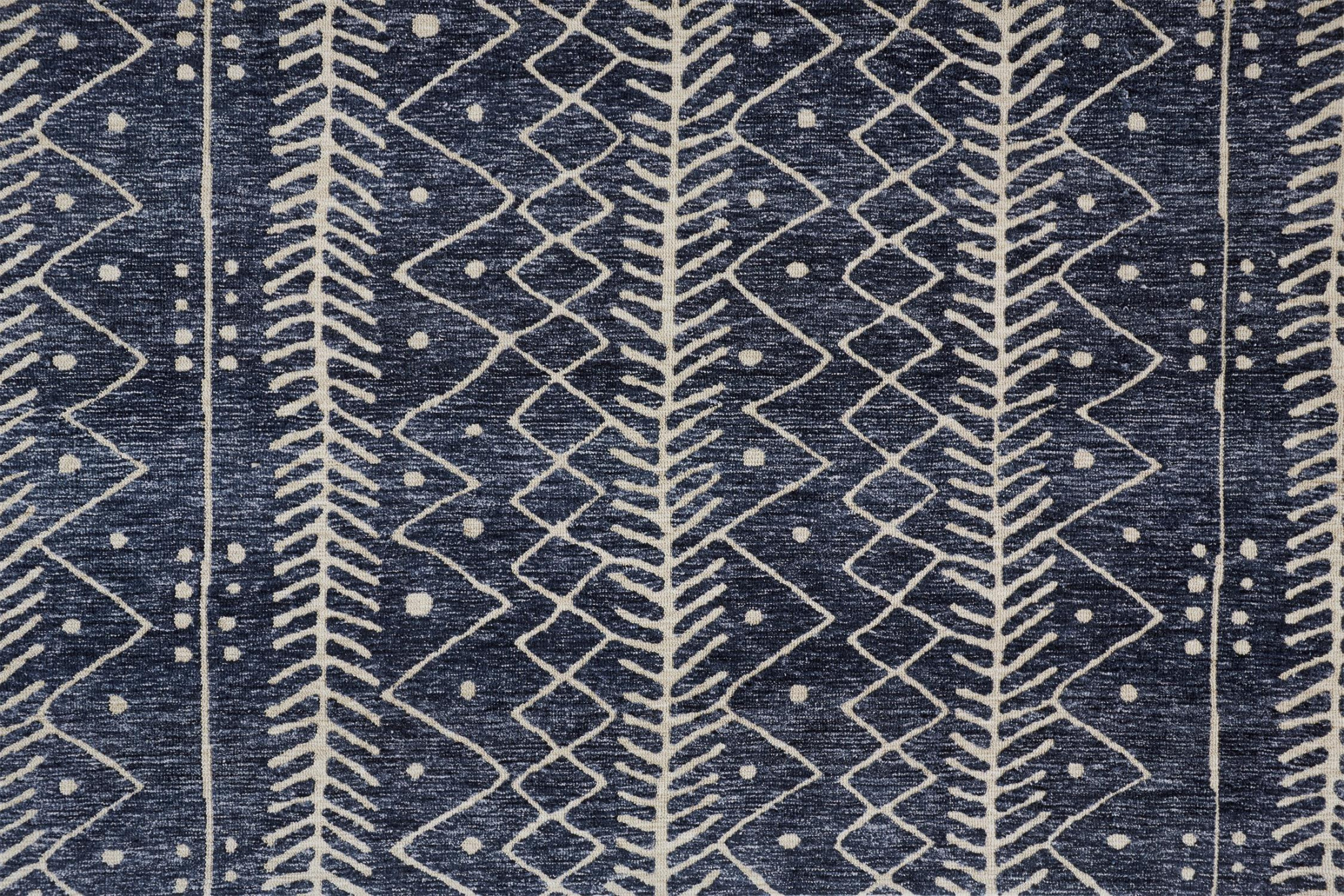 10" X 13" Blue And Ivory Striped Stain Resistant Area Rug