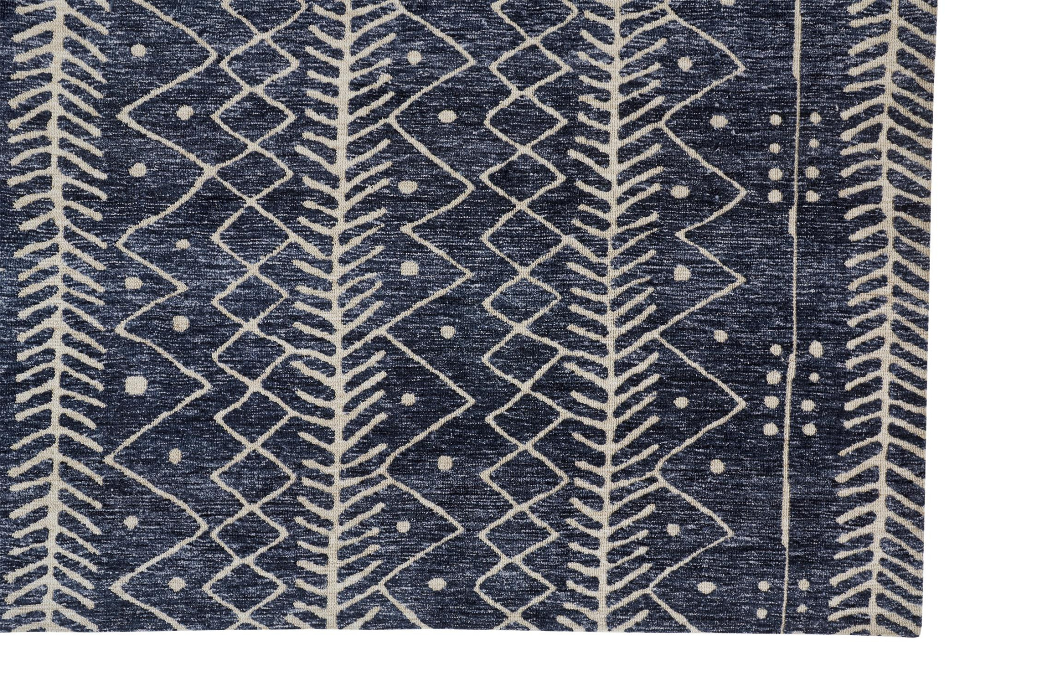 10" X 13" Blue And Ivory Striped Stain Resistant Area Rug