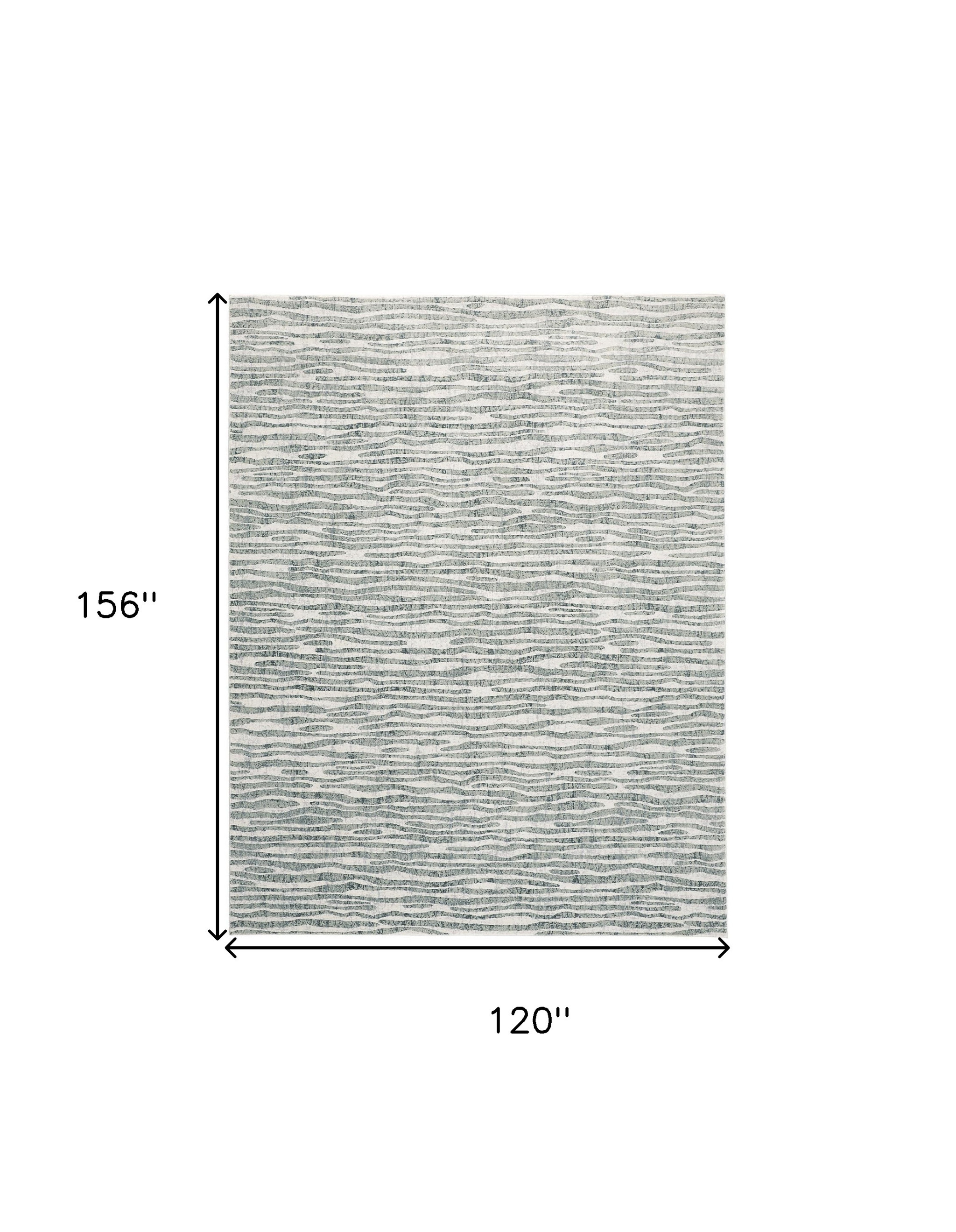 10" X 13" Gray Green And Ivory Striped Distressed Stain Resistant Area Rug