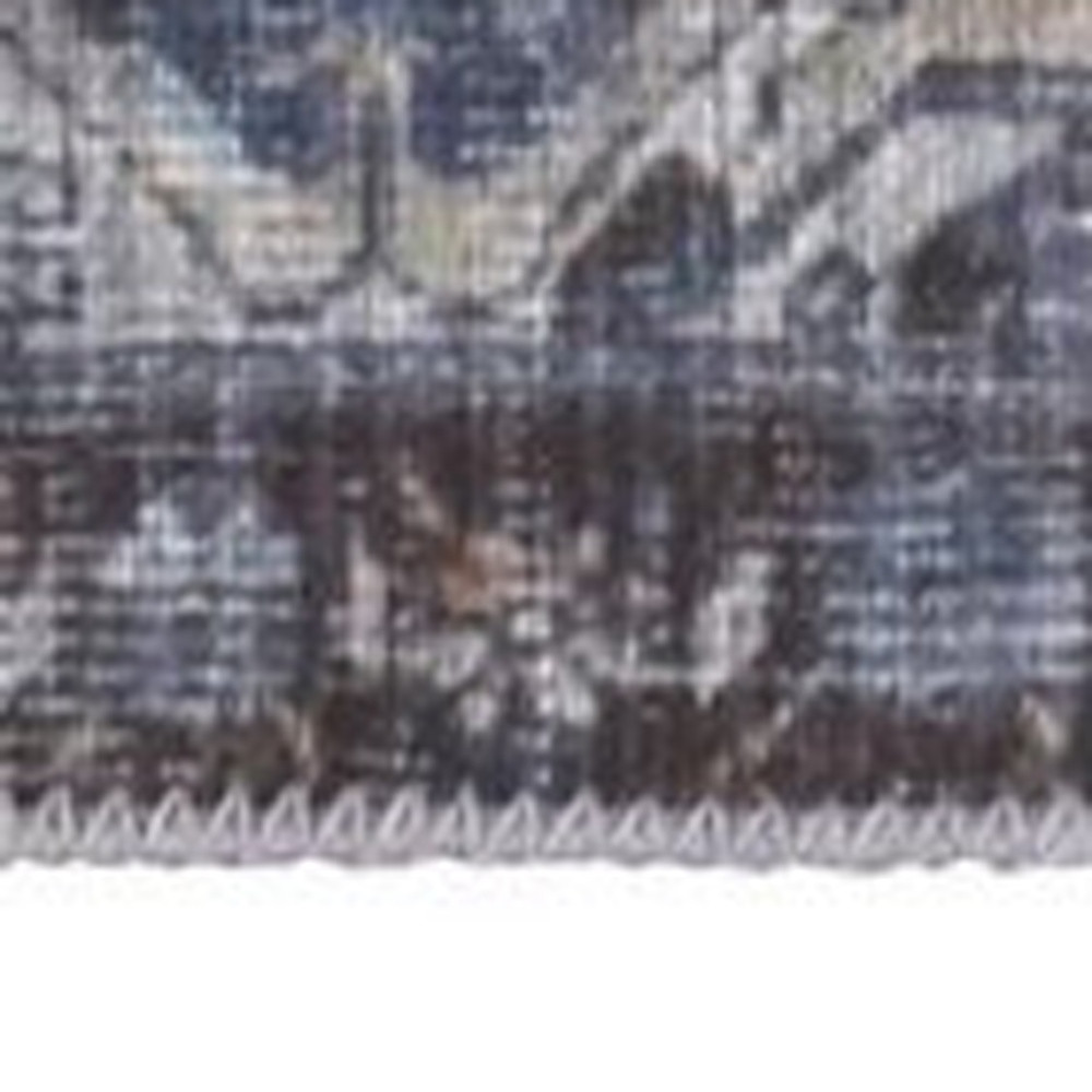 8" X 10" Blue Ivory And Brown Floral Area Rug