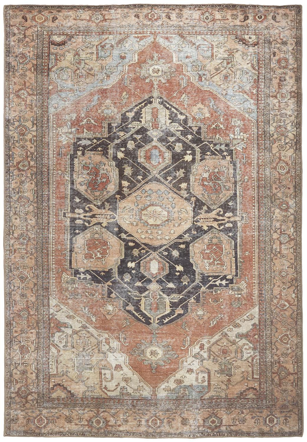 4" X 6" Orange Brown And Taupe Abstract Area Rug