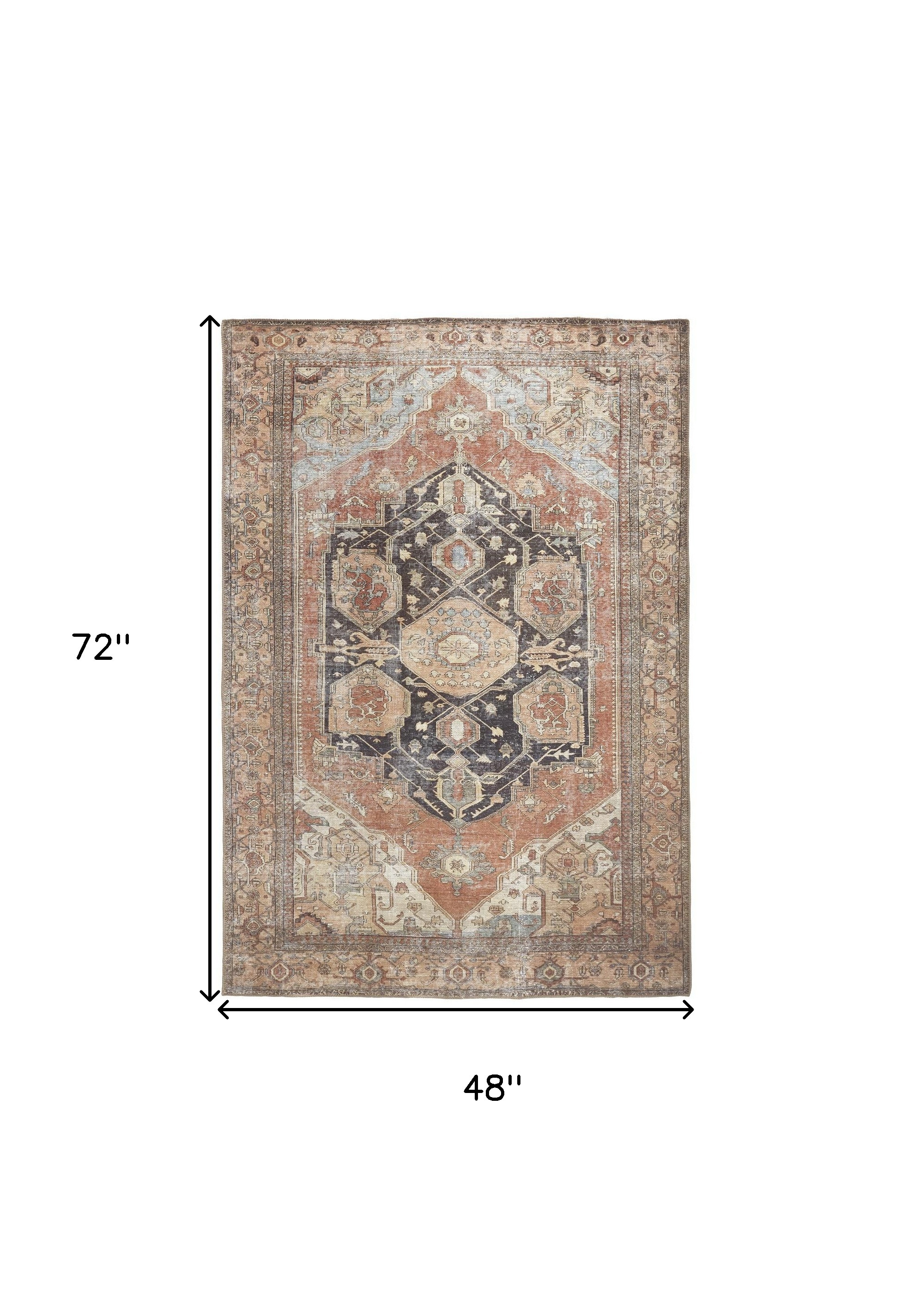 4" X 6" Orange Brown And Taupe Abstract Area Rug