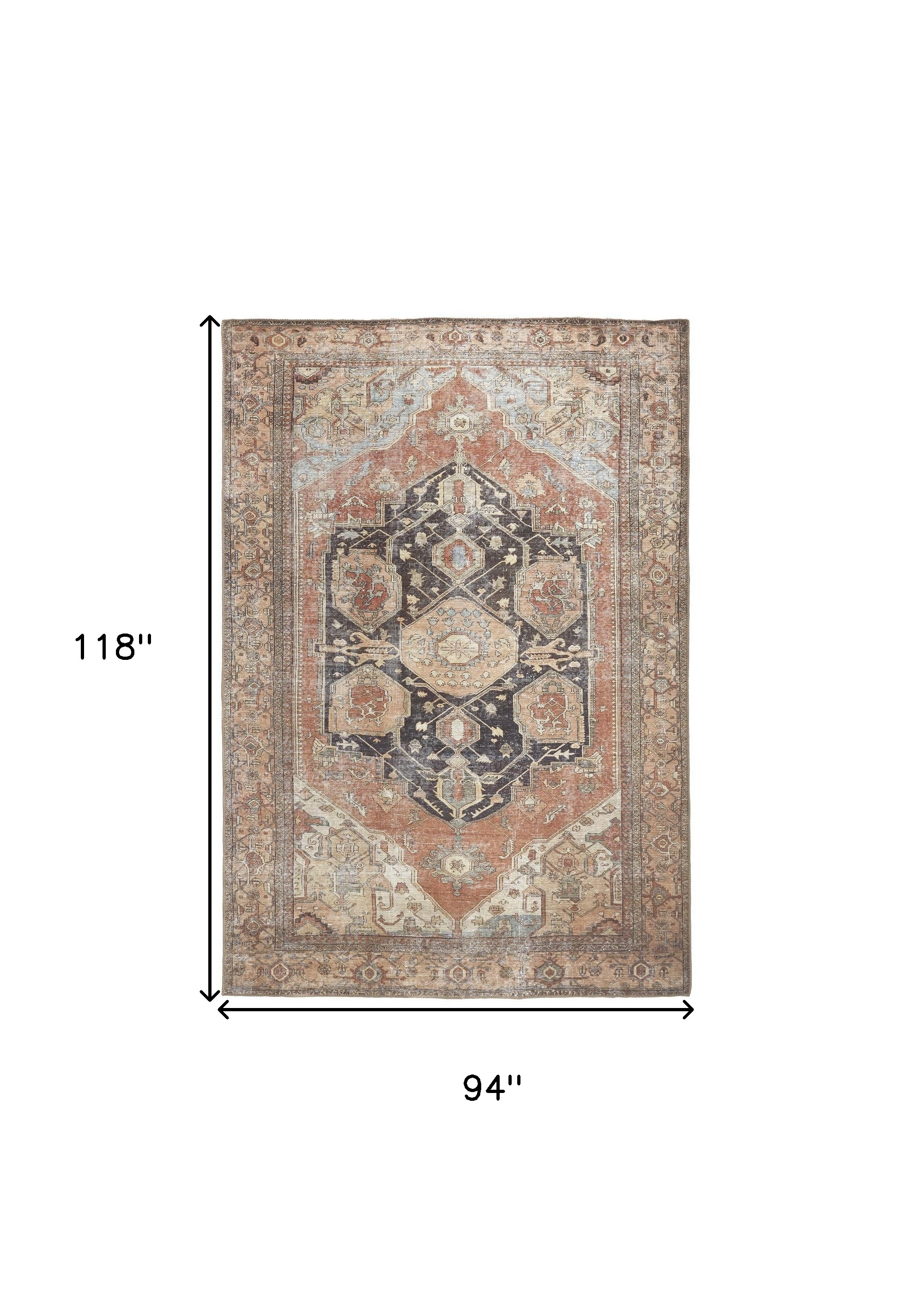 8" X 10" Orange Brown And Taupe Abstract Area Rug