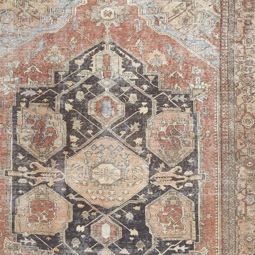 8" X 10" Orange Brown And Taupe Abstract Area Rug