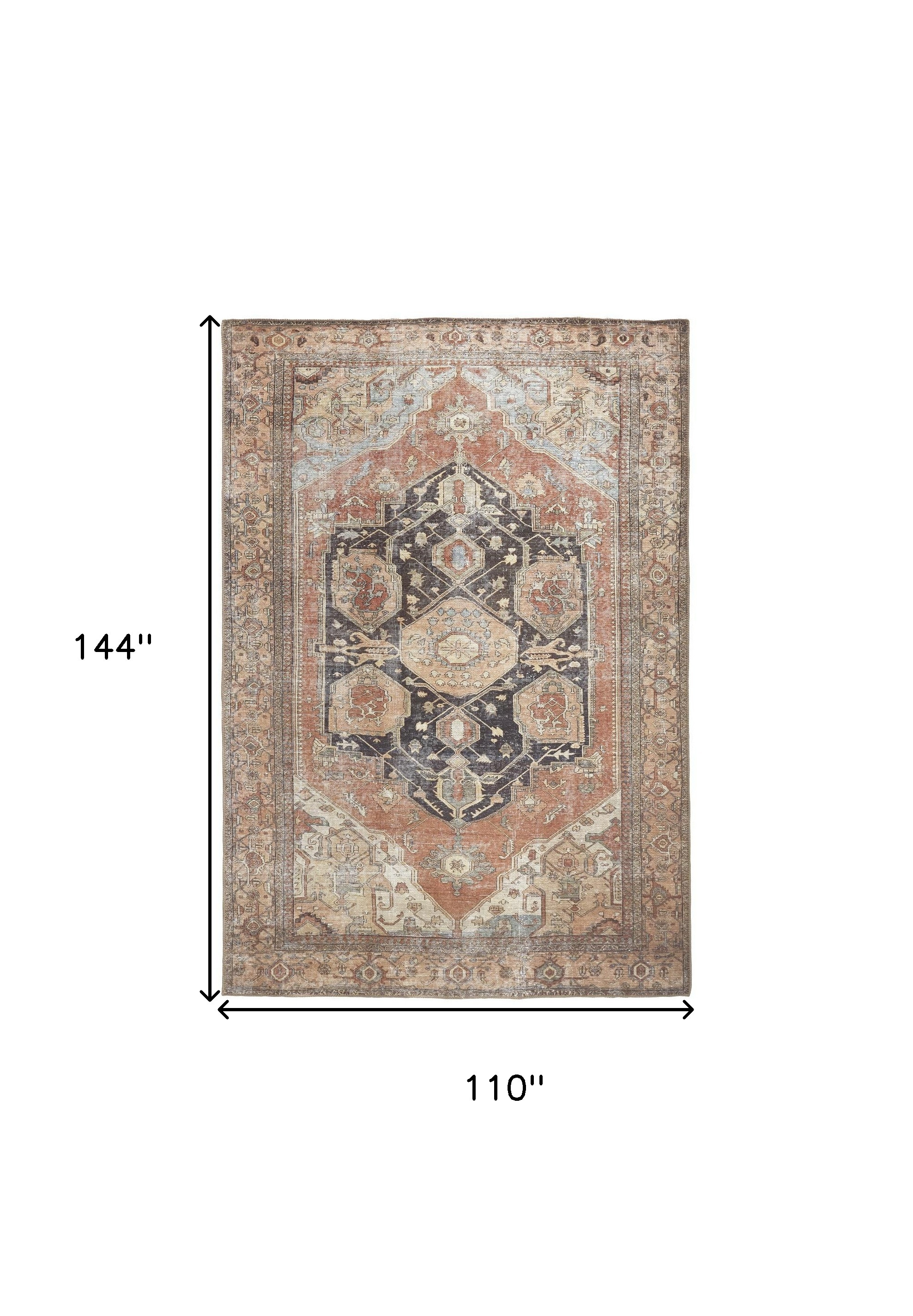 9" X 12" Orange Brown And Taupe Abstract Area Rug