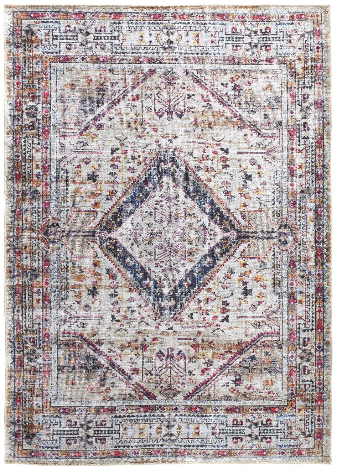 8' X 10' Ivory Red And Pink Abstract Area Rug-515081-1
