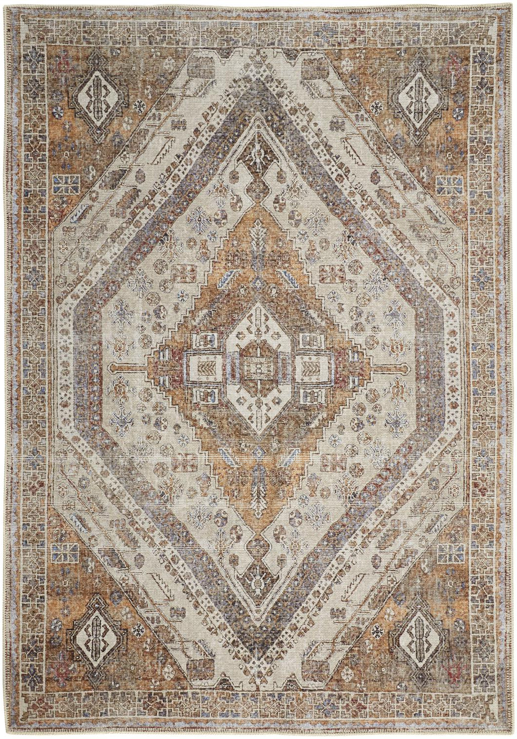 9" X 12" Brown and Ivory Abstract Area Rug