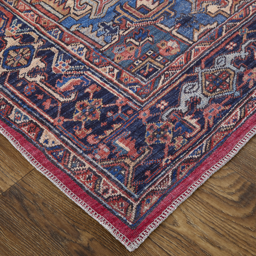 10' X 14' Red Tan And Blue Floral Power Loom Area Rug-515116-5