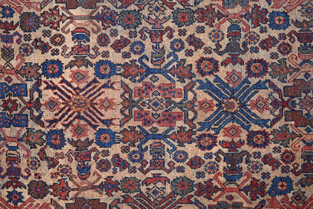5' X 8' Red Tan And Blue Floral Power Loom Area Rug-515127-1