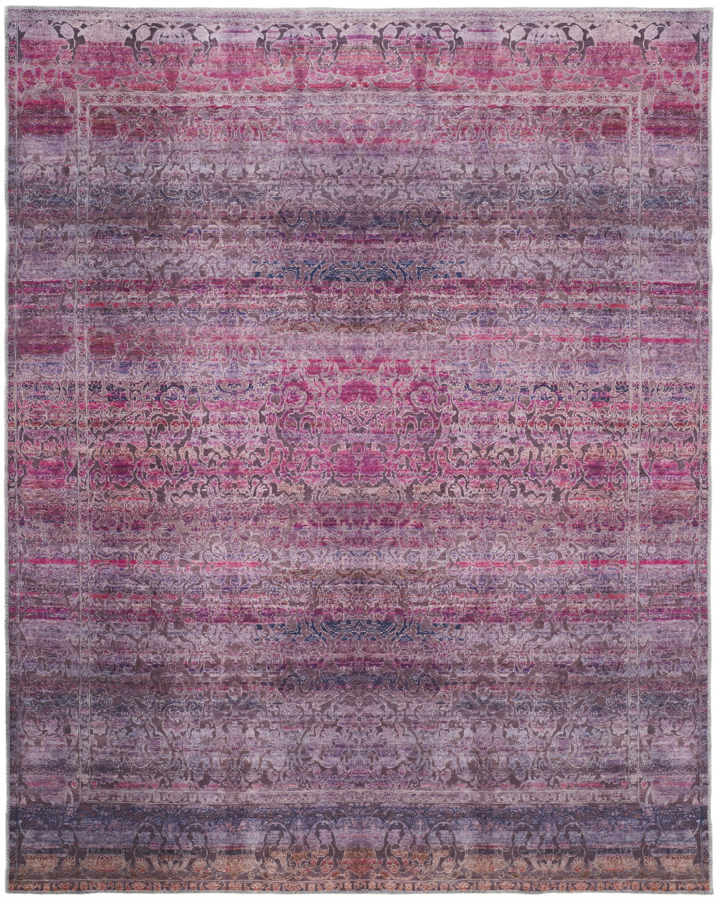 8' X 10' Pink And Purple Floral Power Loom Area Rug-515191-1