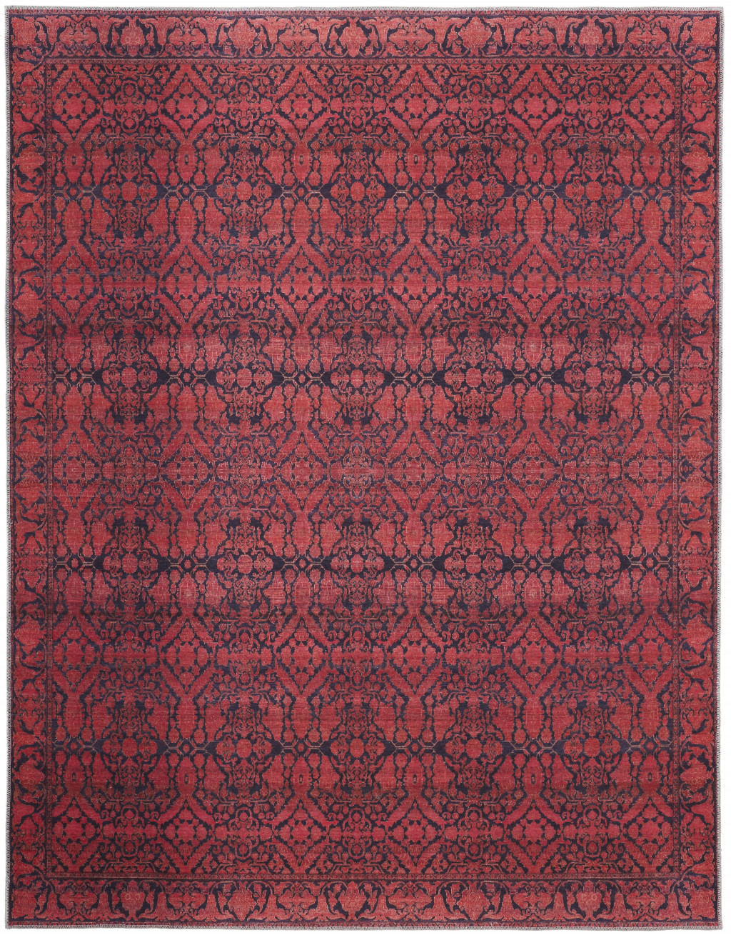 5' X 8' Red And Black Floral Power Loom Area Rug-515197-1