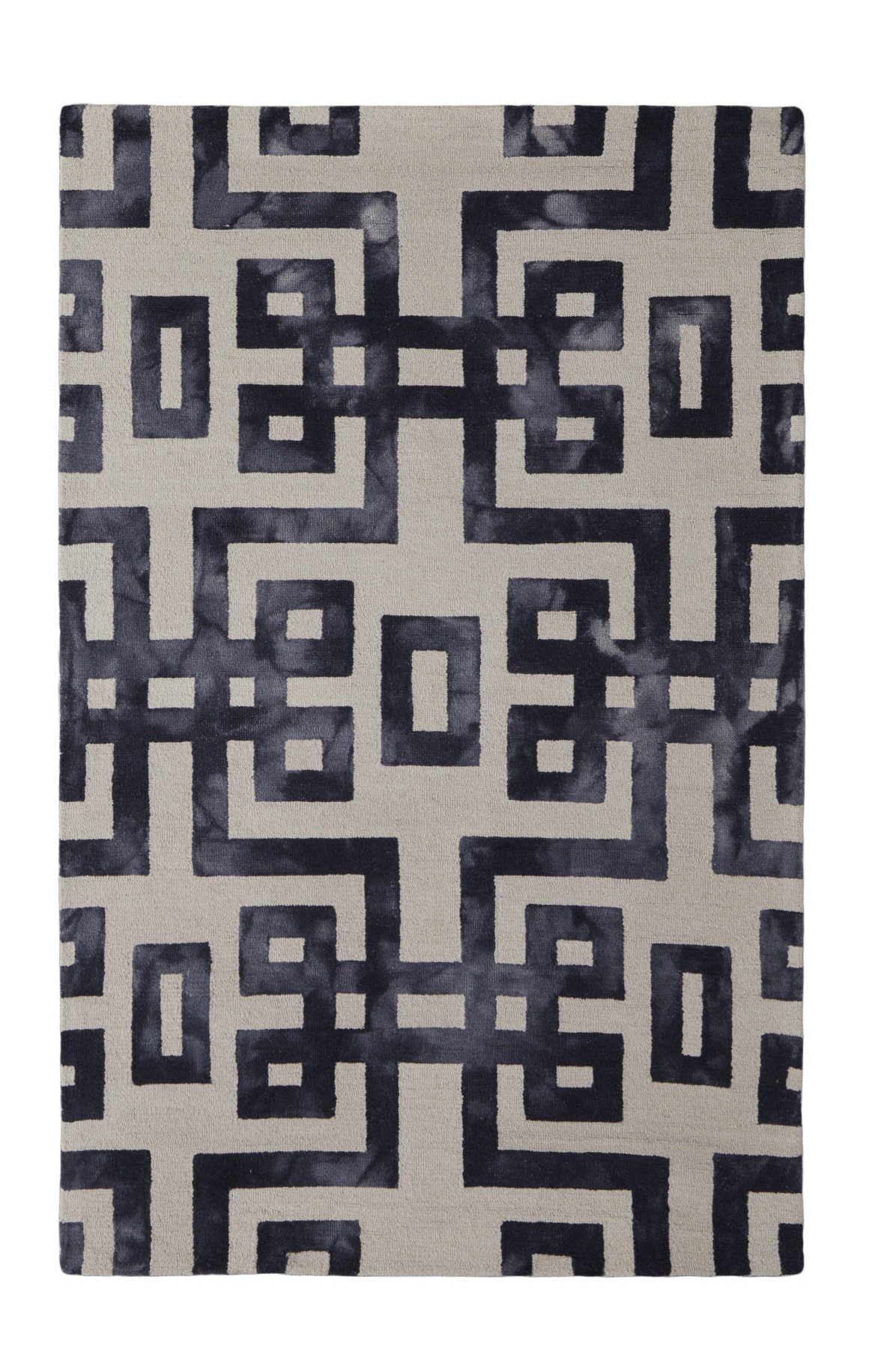 5" X 8" Ivory And Black Wool Tufted Handmade Area Rug