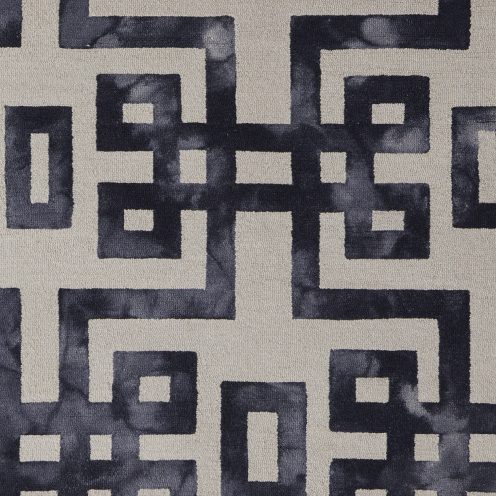 2" X 3" Ivory And Black Wool Tufted Handmade Area Rug