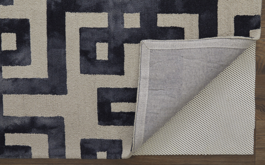 2" X 3" Ivory And Black Wool Tufted Handmade Area Rug