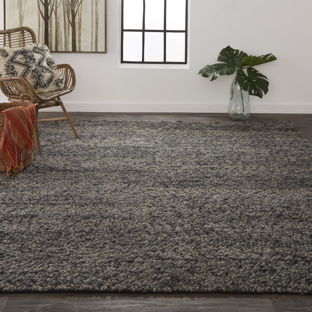 5 X 8 gray Taupe And Black Wool Hand Woven Stain Resistant Area Rug