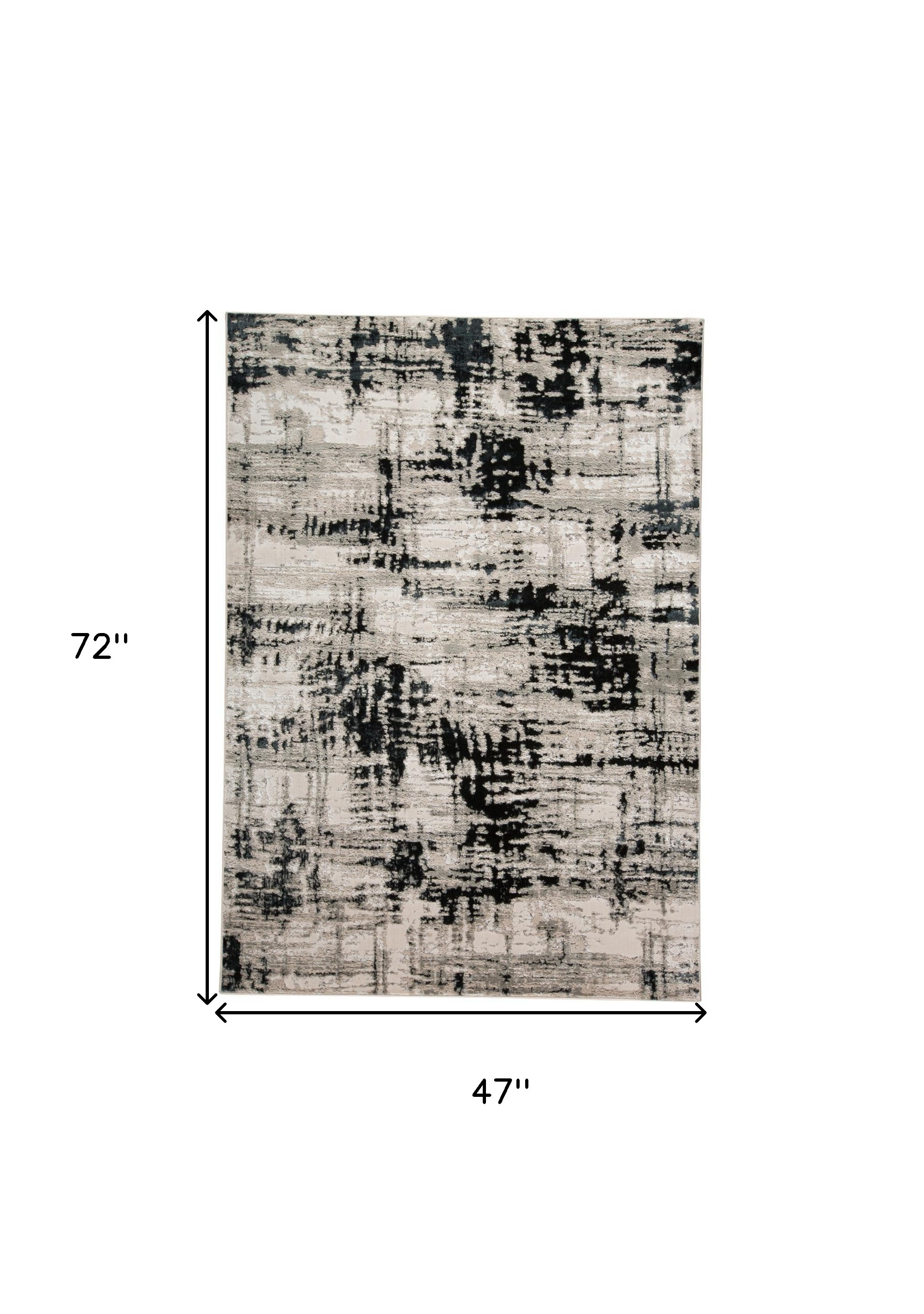 4" X 6" Black White And Gray Area Rug